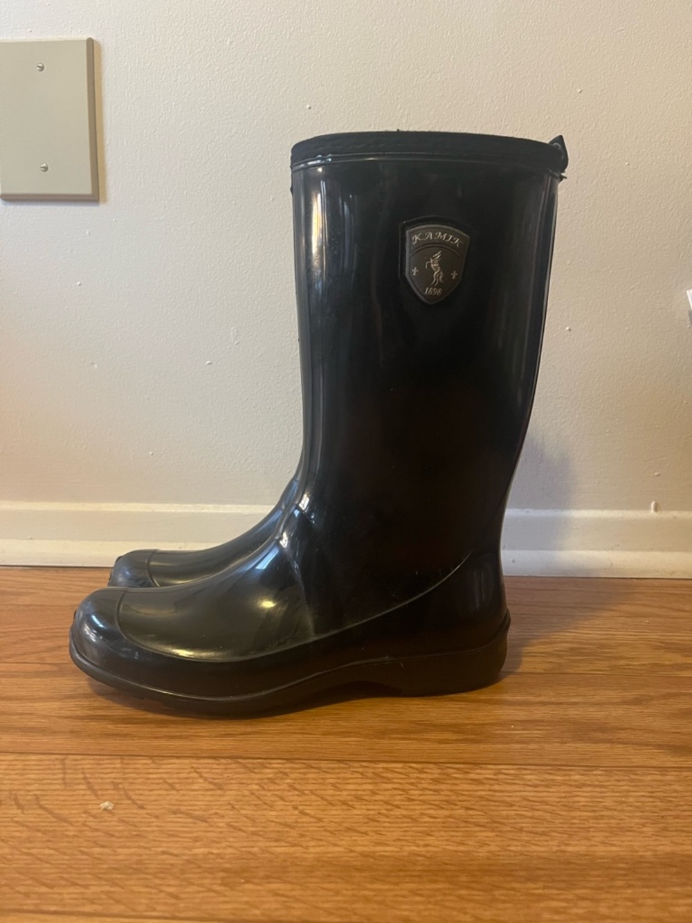 Kamik Glossy Black Waterproof Rain Boots